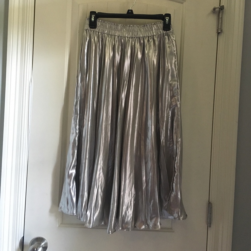 Silver Metallic Tea Length Skirt